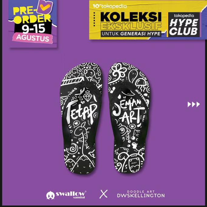 Baru Sandal  Swallow  X Doodle Art Dwskellington Tetap 