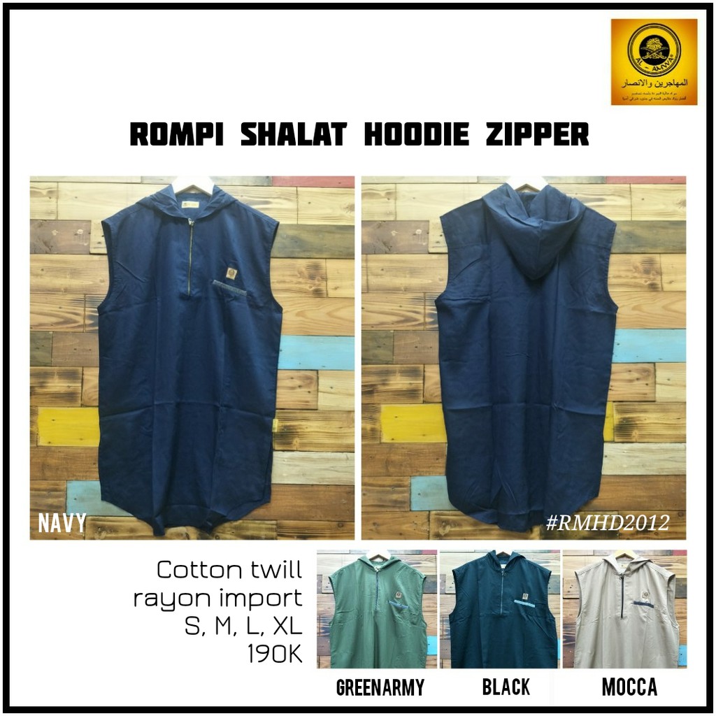 Rompi Shalat Hoodie Zipper / Busana Muslim Pria