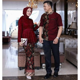 Baju Kebaya Batik Modern Serasi Pria Wanita Pasangan Couple, Pesta dan Kondangan.
