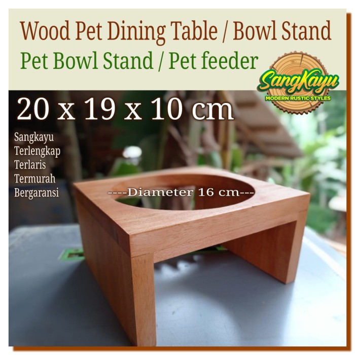 Wood Pet Dining Table Bowl rack tempat makanan kucing anjing 004