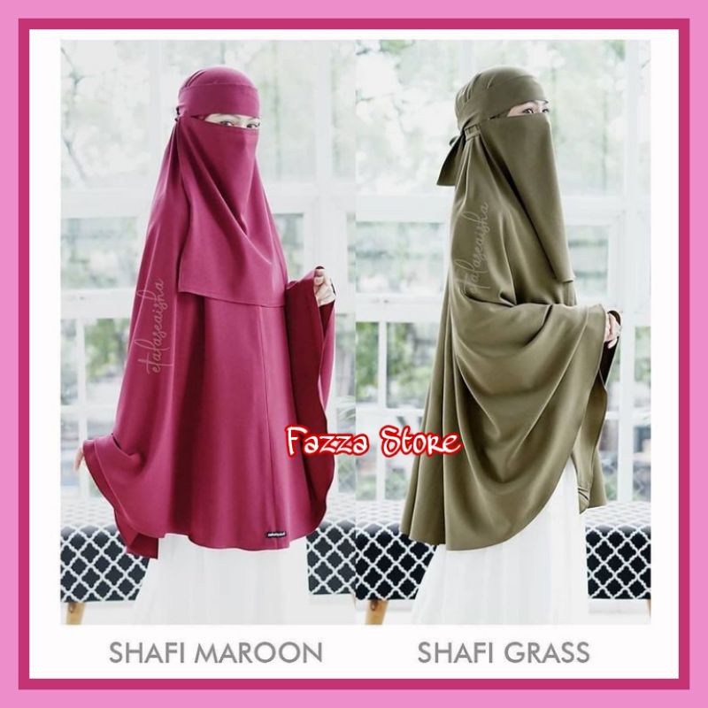 Set Jilbab Syari Long Khimar Ukuran XXL Non Pet Bonus Niqab Bandana Wolfis Alsyahra Exclusive