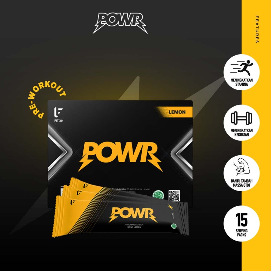 Fitlife POWR Pre Workout Kemasan Box Isi 15 Sachet PWO