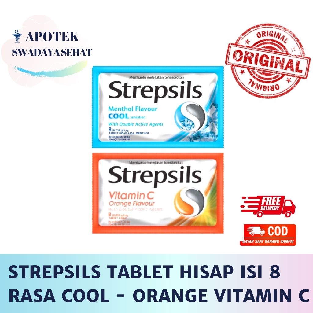 STREPSILS COOL ORANGE Isi 8 Tablet Hisap - Melegakan Radang Tenggorokan