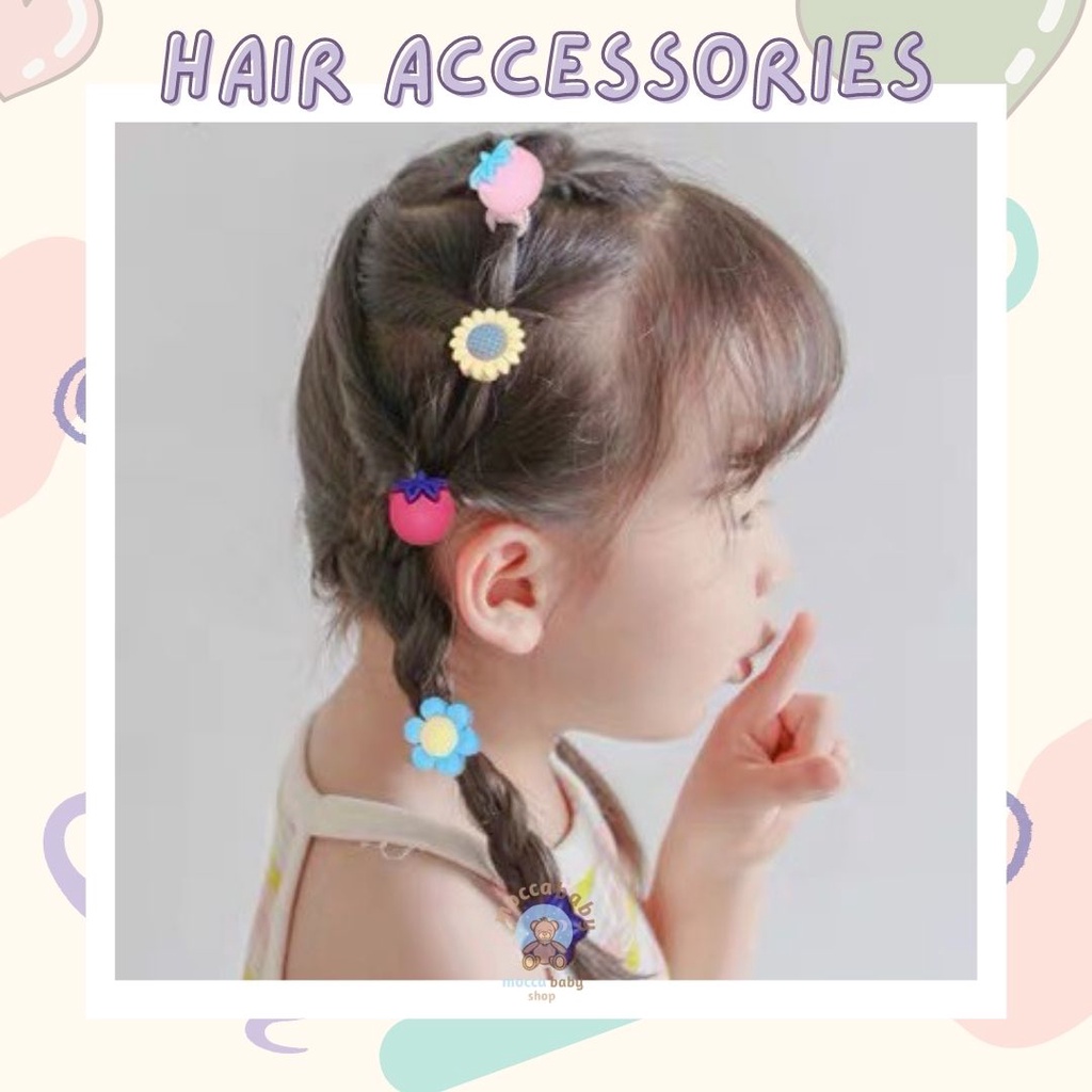 MBSS - IKAT RAMBUT BLOSSOM 20PCS Ikat Rambut Anak Karakter / Ikat Rambut Korea Anak / Ikat Rambut Elastis FREE POUCH