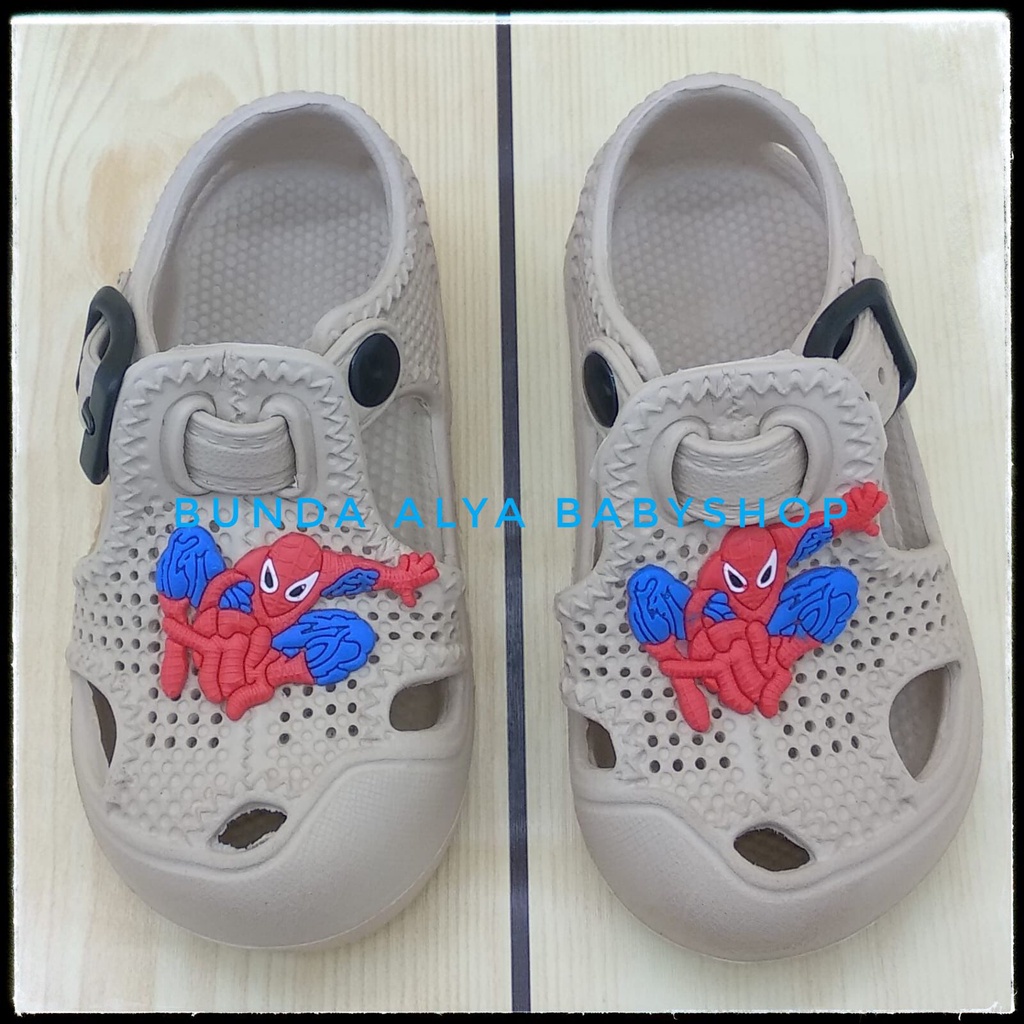 Sendal Anak Laki Laki Usia 6 - 12 Bulan Motif Kartun KREM Lucu Alas Karet Anti Licin - Sepatu Sandal Anak Cowok Karet Anti Licin