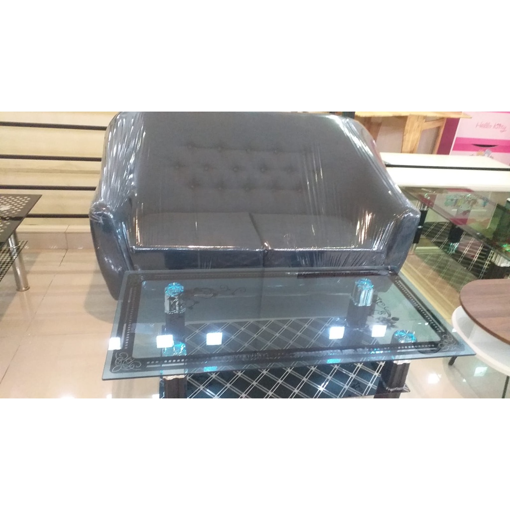 Meja Tamu Kaca/ Meja Sofa Kaca Ukuran Standart Kaki Besi