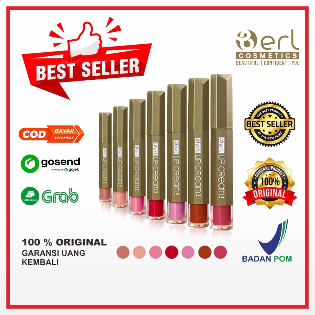 COD B ERL COSMETICS | B ERL SKINCARE | CREAM DAN SERUM | BPOM HALAL MUI |  Lipstik B Erl Beauty Lip 