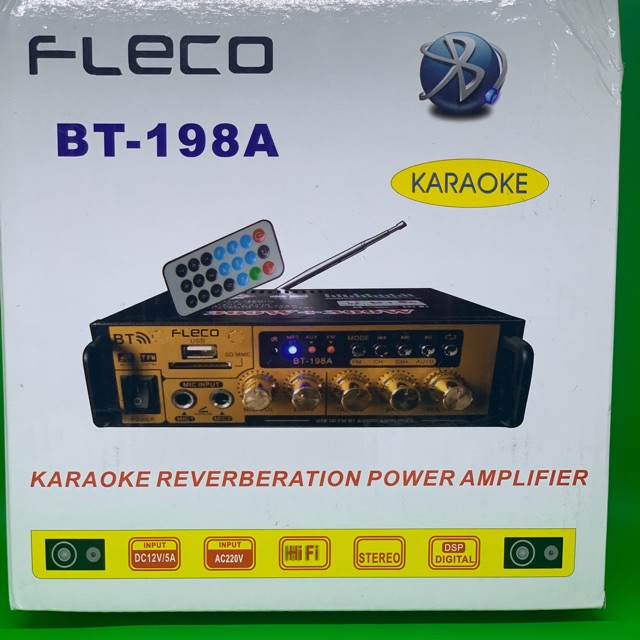 Power Amplifier Fleco BT-198A - Amplifier Bluetooth Fleco BT 198A - Ampli Ac dan Dc BT 198A