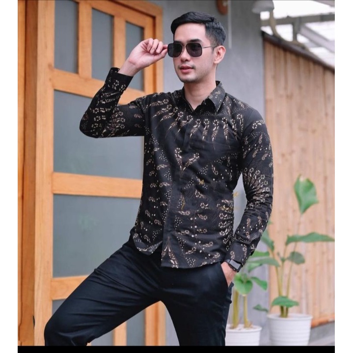 kuku macan kemeja batik pria Slimfit lengan panjang lapis furing