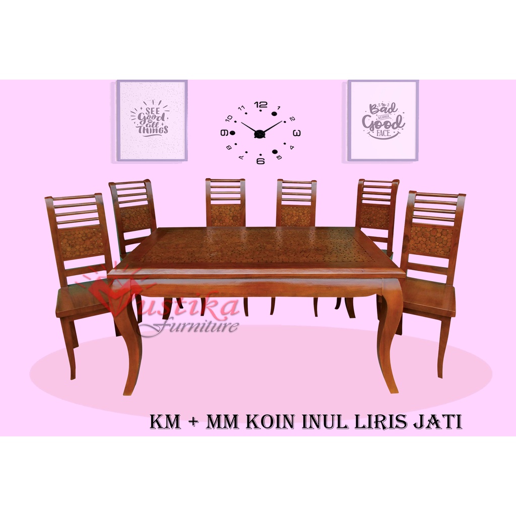 Diningset 6 Kursi | Meja Makan Kayu Jati Jepara-INUL LIRIS