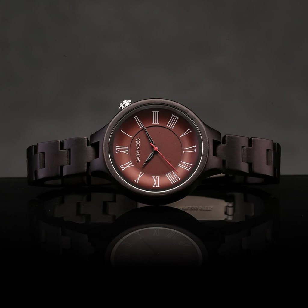 JAM TANGAN KAYU WANITA GARVINOES - Avalon Red / JAM TANGAN WANITA BRANDED ORIGINAL ASLI MURAH