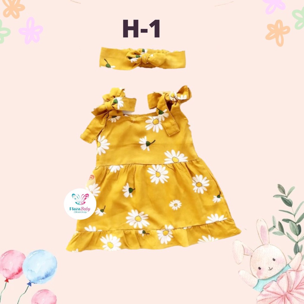 Plazababyku BBB DRESS MAUREEN dress anak perempuan bayi motif bunga lucu free headband