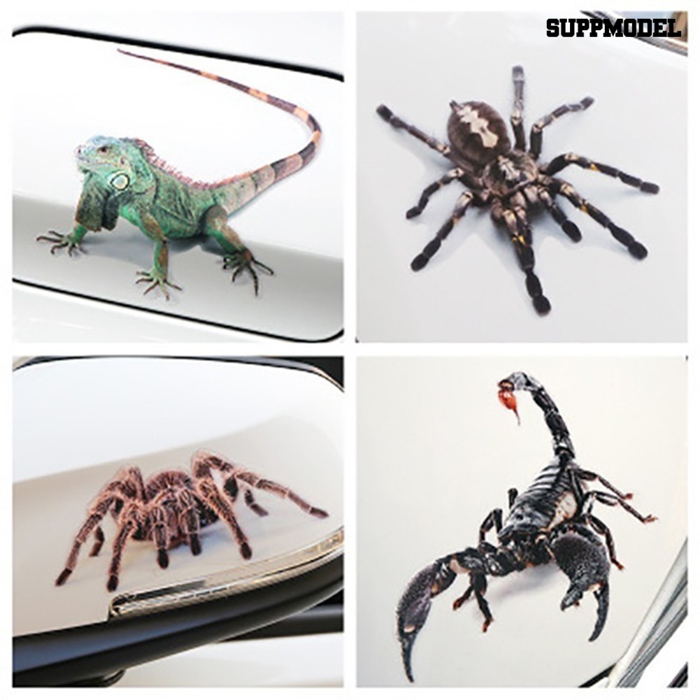 Supmodel Sticker Decal Dekorasi Kaca Jendela Dan Bumper Mobil Motif Gambar Spider Lizard Scorpion 3d