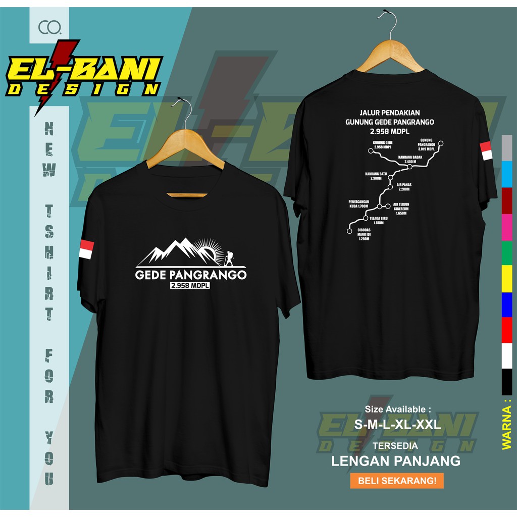kaos baju peta gunung gede pangrango