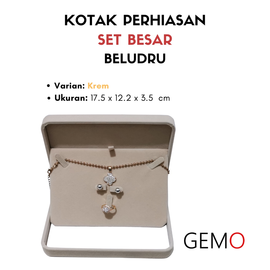 Kotak Set Besar Perhiasan Beludru / Jewelry Box Cincin, Anting, Kalung, Aneka Warna / Unik Lucu untuk Tempat Wadah Seserahan / Akad Pernikahan / Hantaran Tunangan Harga Paling Murah cocok untuk Aksesoris Emas Berlian/ Perak Permata