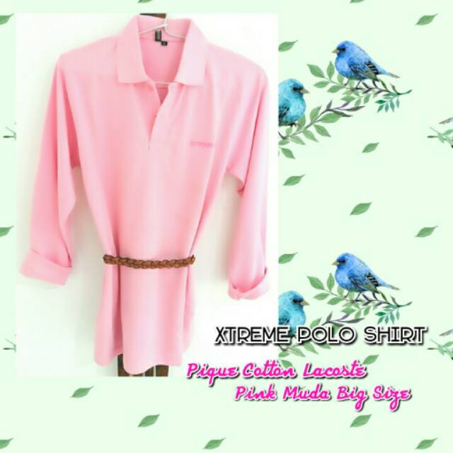 Kaos Polo Shirt Lengan Panjang Wanita Size Besar Bahan Pique Cotton Lacoste Gramasi 220-230gr