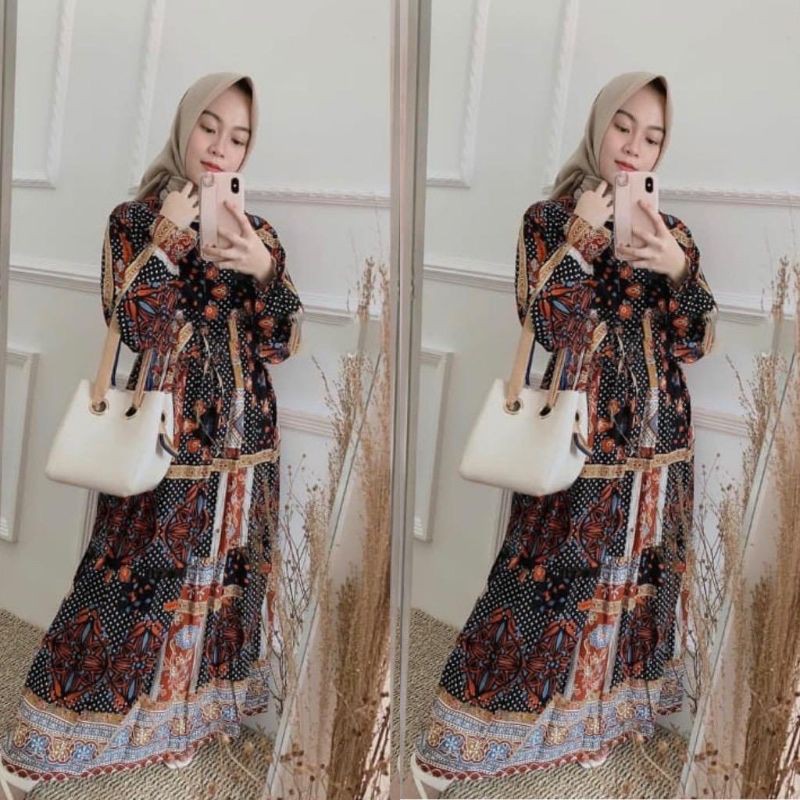 Dress Wanita terbaru. Deli Etnik Maxy. Dress etnik wanita termurah. Deli etnik maxy dress