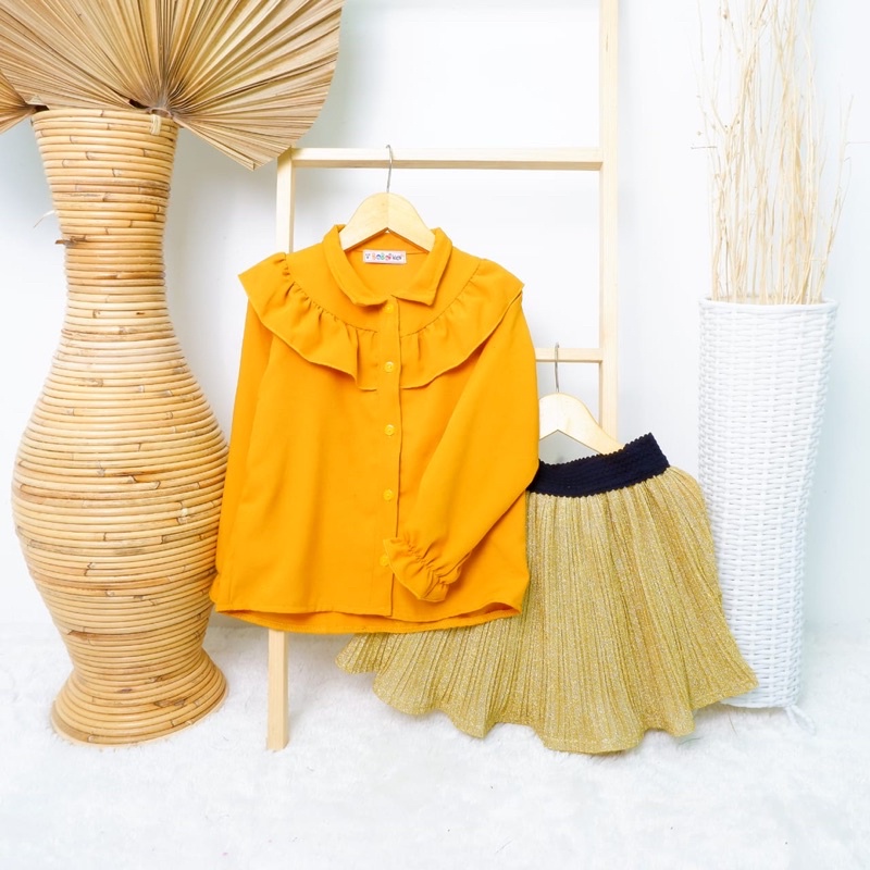 SET / SETELAN ANAK PEREMPUAN KEMEJA ROK PLISKET by BOBOKIDS