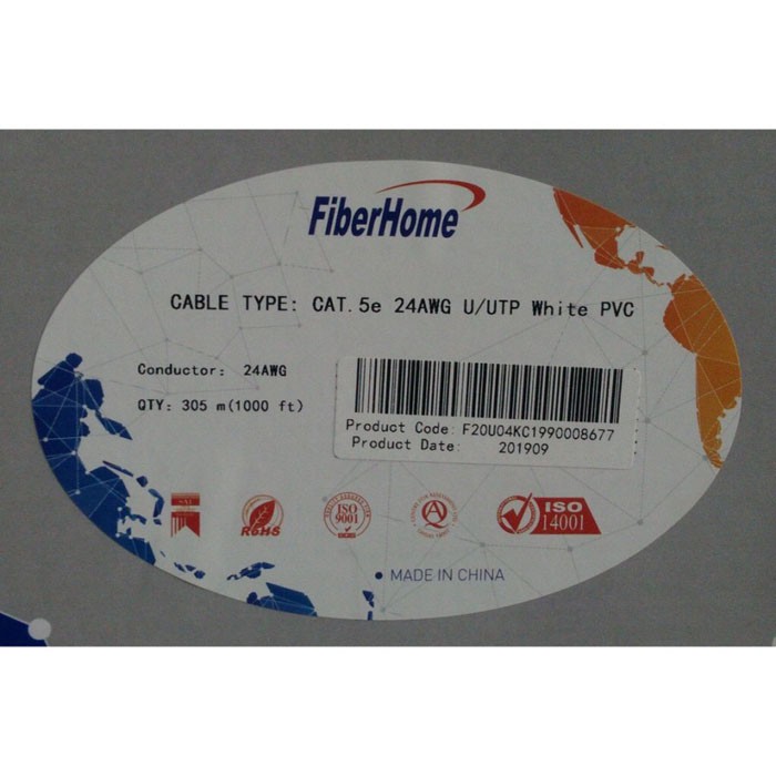 FiberHome Cable UTP Cat5e Kabel LAN 24AWG PVC Tembaga