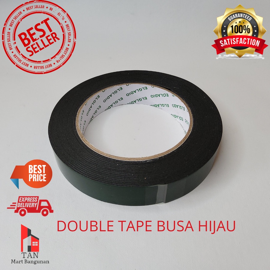 

Double Tape Foam Hijau Daya Rekat Kuat uk 1"x5meter