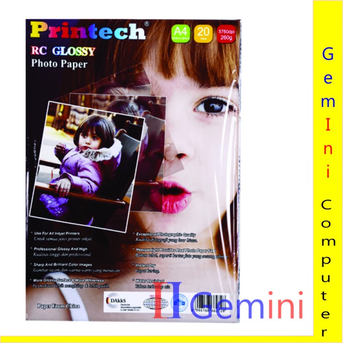 

(DISKON TERMURAH) Photo Paper Printech RC Glossy Photo Paper A4 260g / Kertas Foto A4