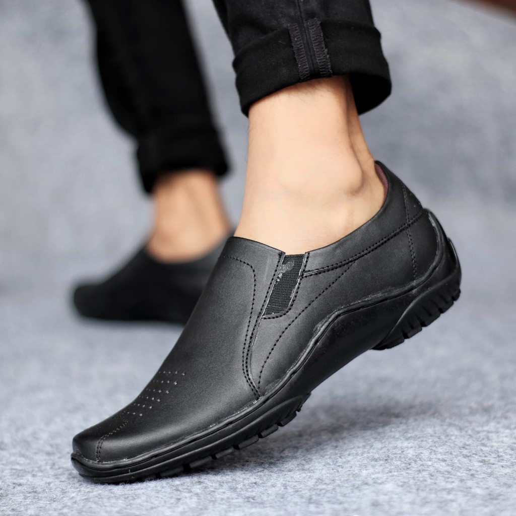 GRNDBL X BADIL Sepatu Slip On Casual Slop Selop Kasual Semi formal Cowok / Cowo Kerja Kulit Asli Pria