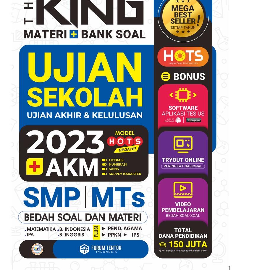 Best BUKU UJIAN SEKOLAH DAN AKM SMP 2022 THE KING MATERI BANK SOAL UJIAN SEKOLAH + AKM SMP - MTS 202
