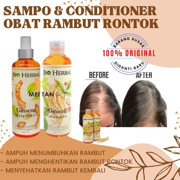 (ORIGINAL) PAKET SHAMPO SAMPO & HAIR TONIC TONER BIO HERBAL GINGSENG OBAT VITAMIN MENYEMBUKAN RAMBUT