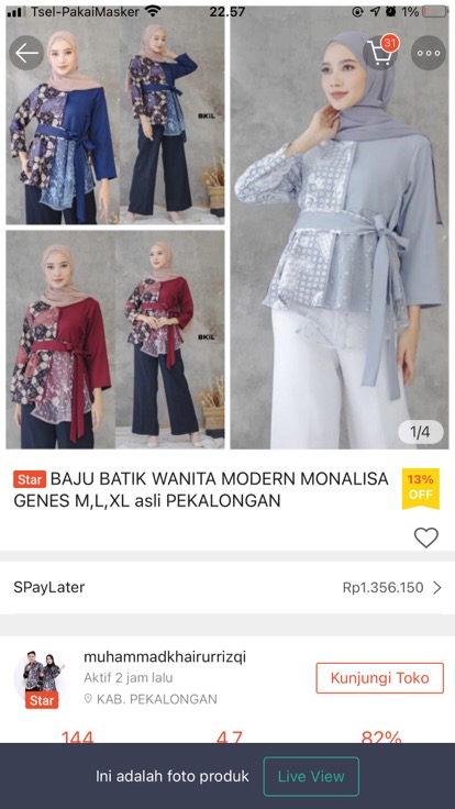 Baju Batik Wanita Modern Monalisa Genes M,l,xl Asli Pekalongan
