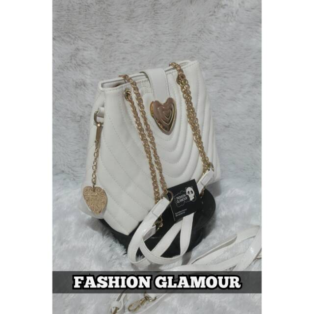 TAS IMPORT SLING BAG WANITA KOREA ORIGINAL WHITE LOVE