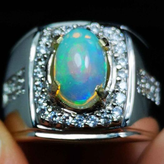 BATU PERMATA KALIMAYA SUSU TOP JARONG ASLI NATURAL RING PERAK BANGKOK 926 SIAP PAKAI