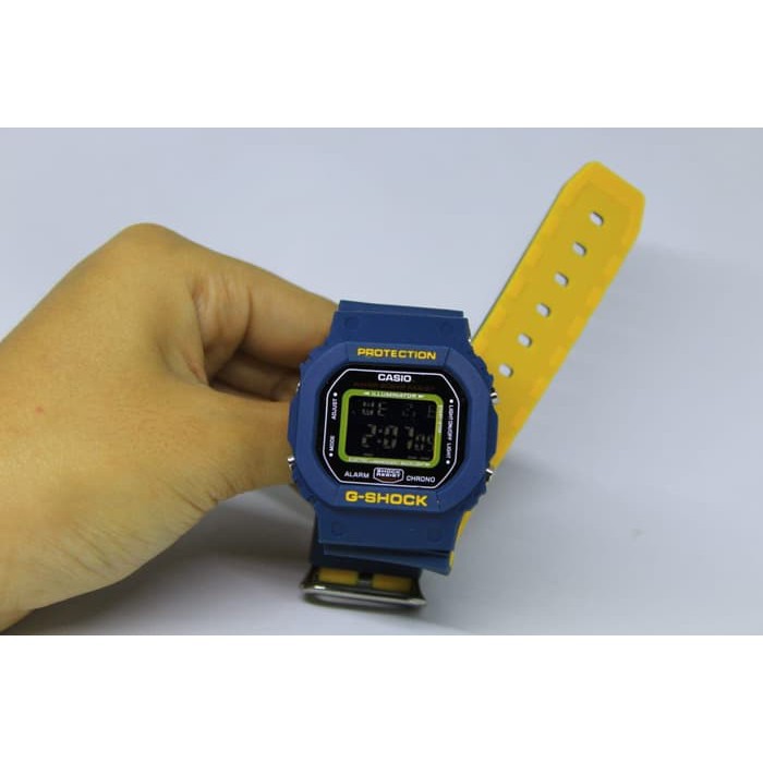 JAM TANGAN TERBARU CASIO G SHOCK GLS 5600 DUAL WARNA BIRU DONGKER KUNING