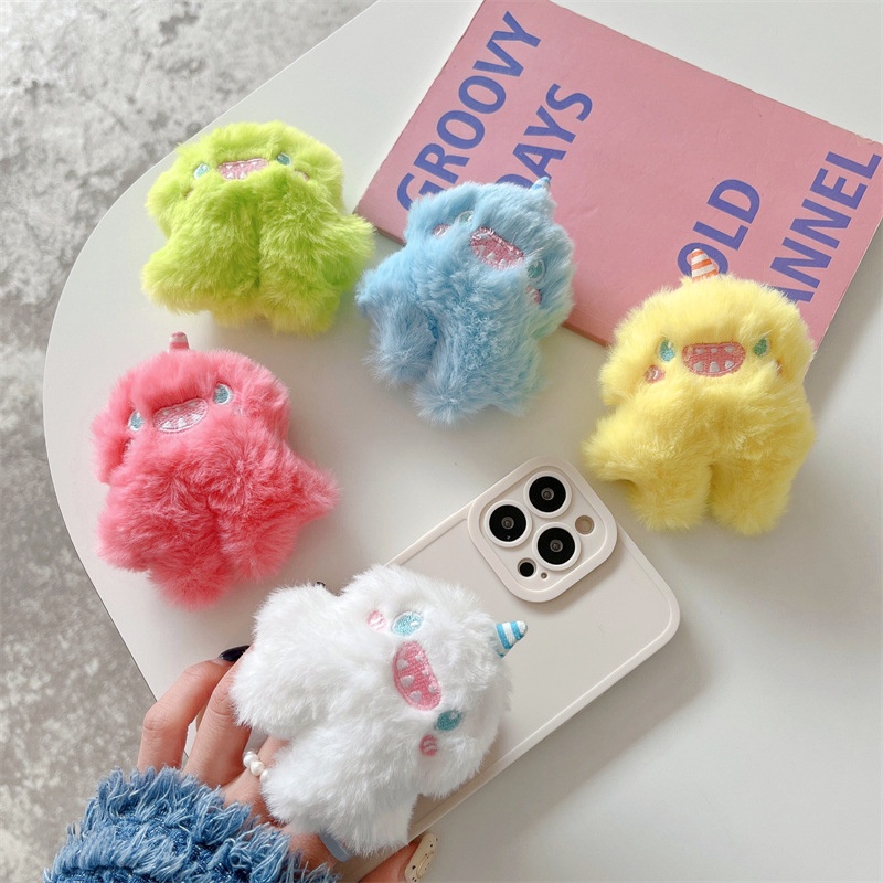 Bracket Holder Universal Desain Monster Kecil 3D 6 Warna Bahan Plush Untuk iPhone OPPO VIVO Samsung Huawei Xiaomi Redmi