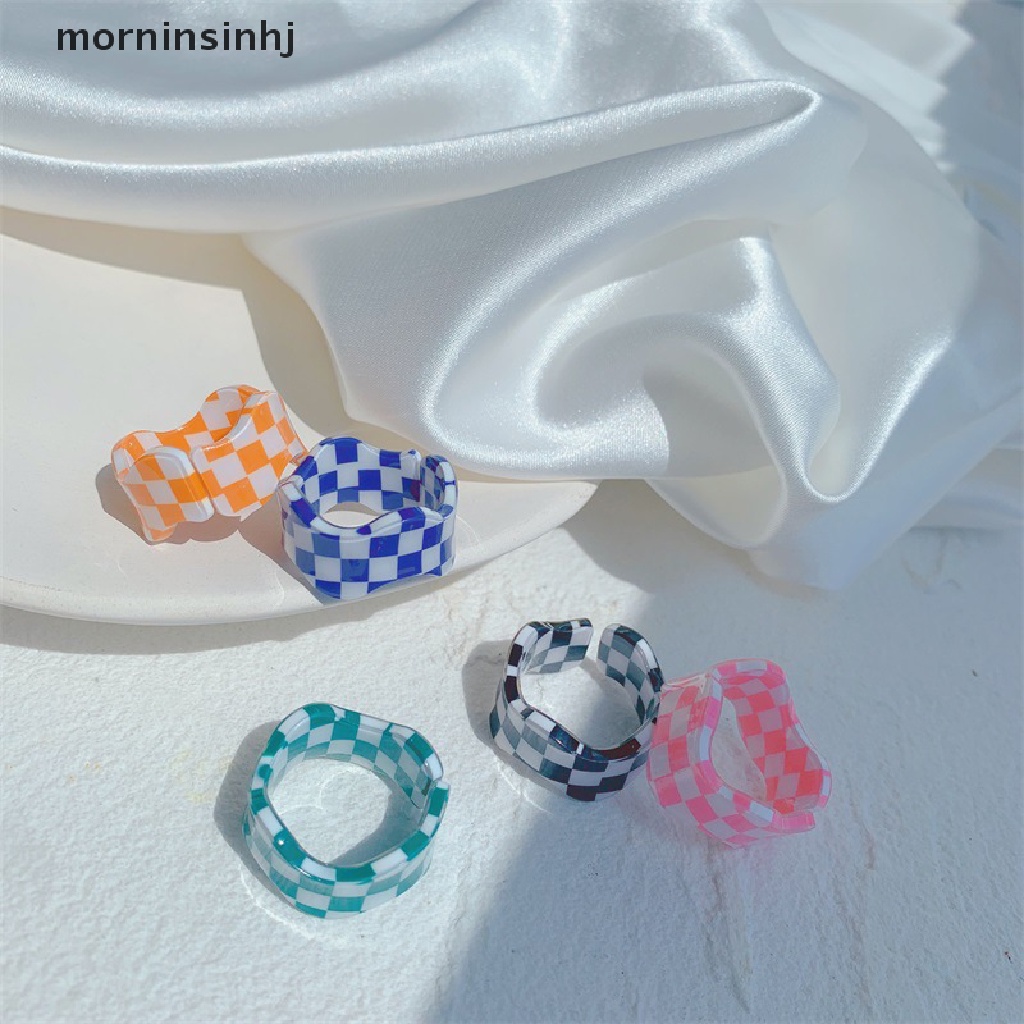 Mornin Cincin Akrilik Resin Geometri Model Terbuka Warna Warni Untuk Wanita