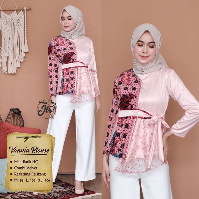 Baju batik wanita modern Atasan Batik Modern Batik kombinasi Kerja