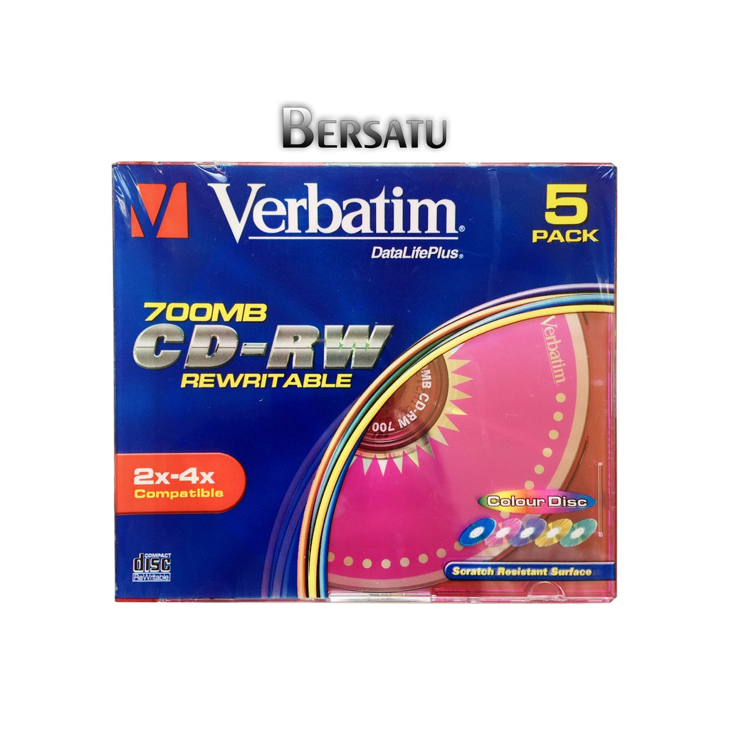 CDRW Verbatim 2x - 4x Single Pack isi 5