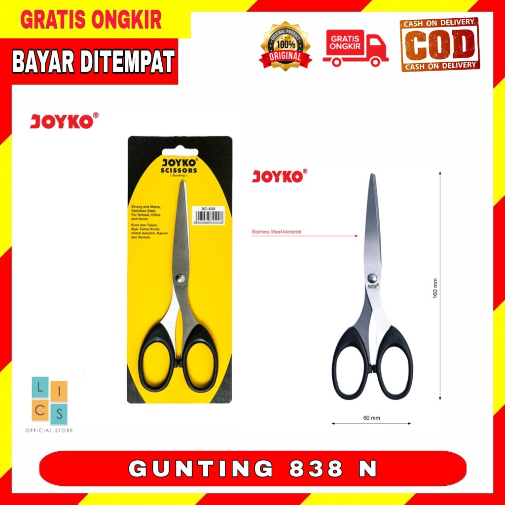 

Gunting Joyko Sciossors 838 N Stainless Pemotong