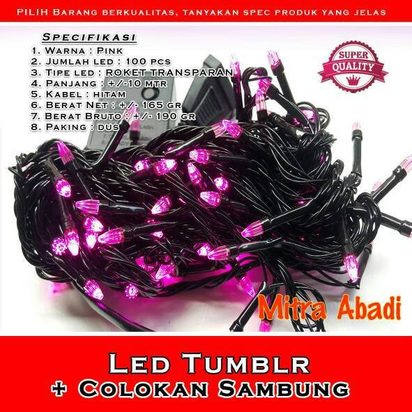 Lampu Natal Kabel Hitam 100 LED 10 Meter + Colokan Sambung