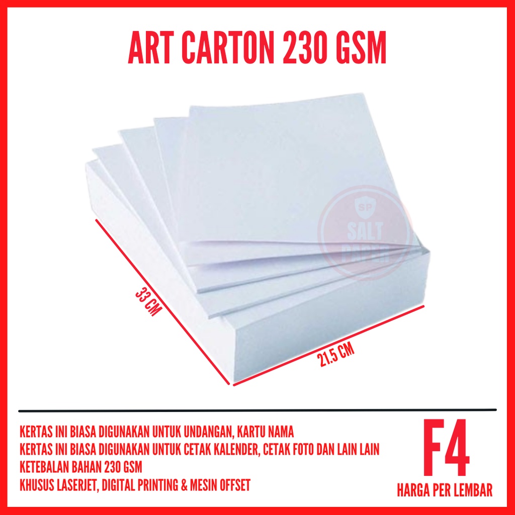 

Art Carton 230 gsm F4 per lembar / Art Carton F4 230 gsm