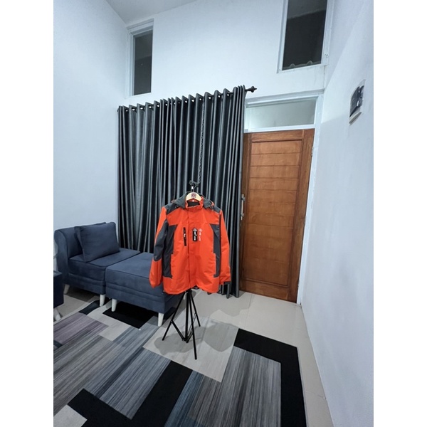 JAKET OUTDOOR ANTI AIR ORIGINAL ORANGE MIX GREY 100% WATERPROOF