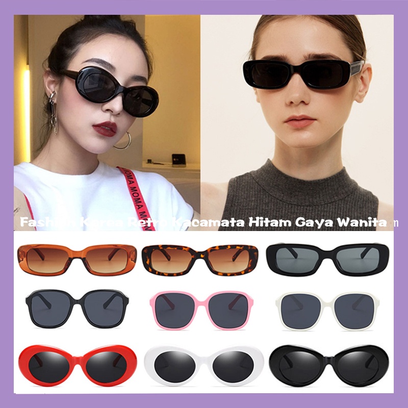 Kacamata Hitam Wanita Fashion Korea Kaca Mata UV400 Kacamata Gaya Retro Kacamata Persegi Sunglasses Women