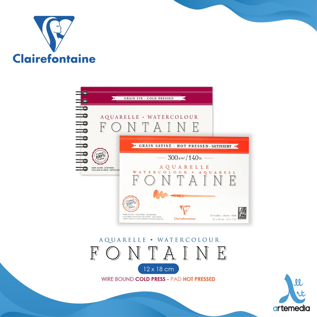 

Clairefontaine Fontaine Watercolor Pad 12x18cm Paper Block