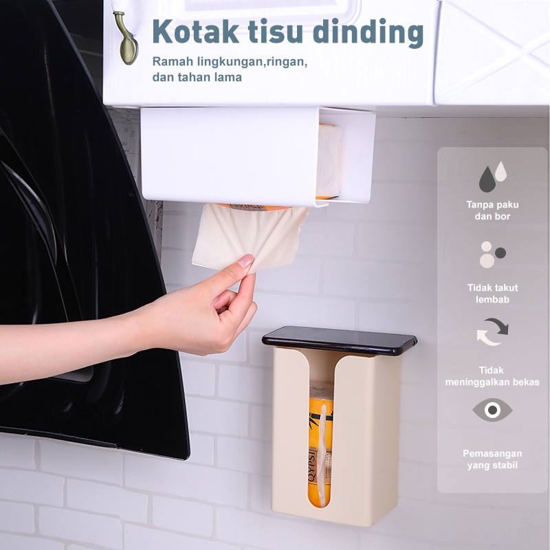 Tempat Tisu Gantung Kotak Tissue Tempel Bawah Meja Lemari Tanpa Bor Multifungsi Toilet Kamar Mandi