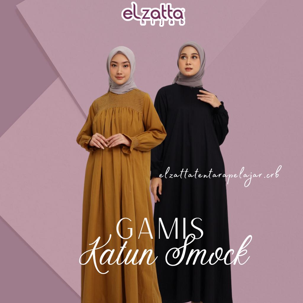 ELZATTA GAMIS KATUN SMOCK DRESS BAHAN KATUN GAMIS ELZATTA POLOS GAMIS ELZATTA TERBARU GAMIS REMAJA C