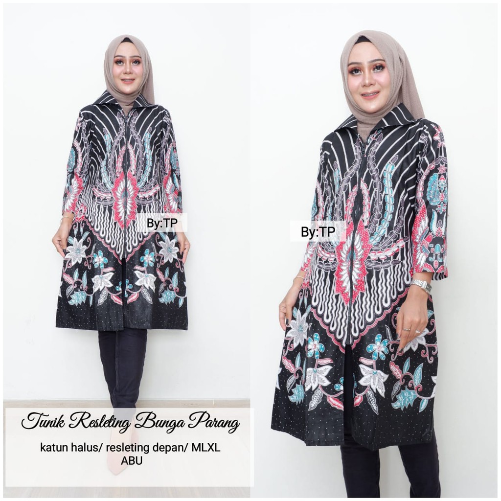 Atasan batik  wanita  Pakaian wanita  batik  resleting depan 