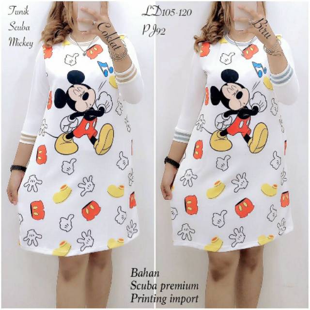 Tunik scuba mickey bahan scuba premium printing import