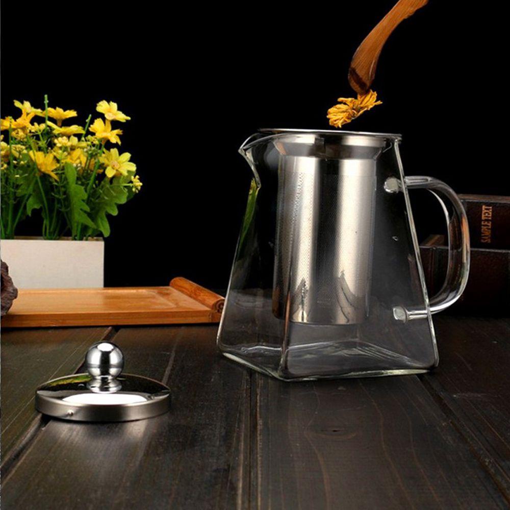 [Elegan] Teko Teh Transparan Tahan Panas Daun Kopi Stainless Steel Tea Strainers Kettle