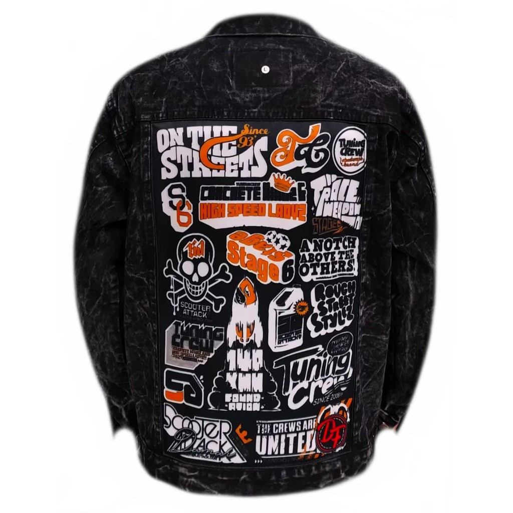 JAKET JEANS PRINTING Denim Pria Sandwash Distro L XL (Size XXL dan 3XL beda katalog) - Black Sandwash I-8