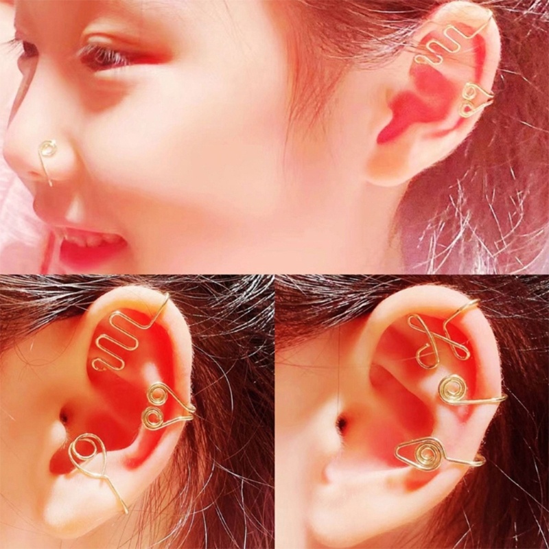 Siy Manset Hidung Tanpa Tindik Clip on Nose Ring Untuk Wanita Adjustable Nose Sleeve Alloy