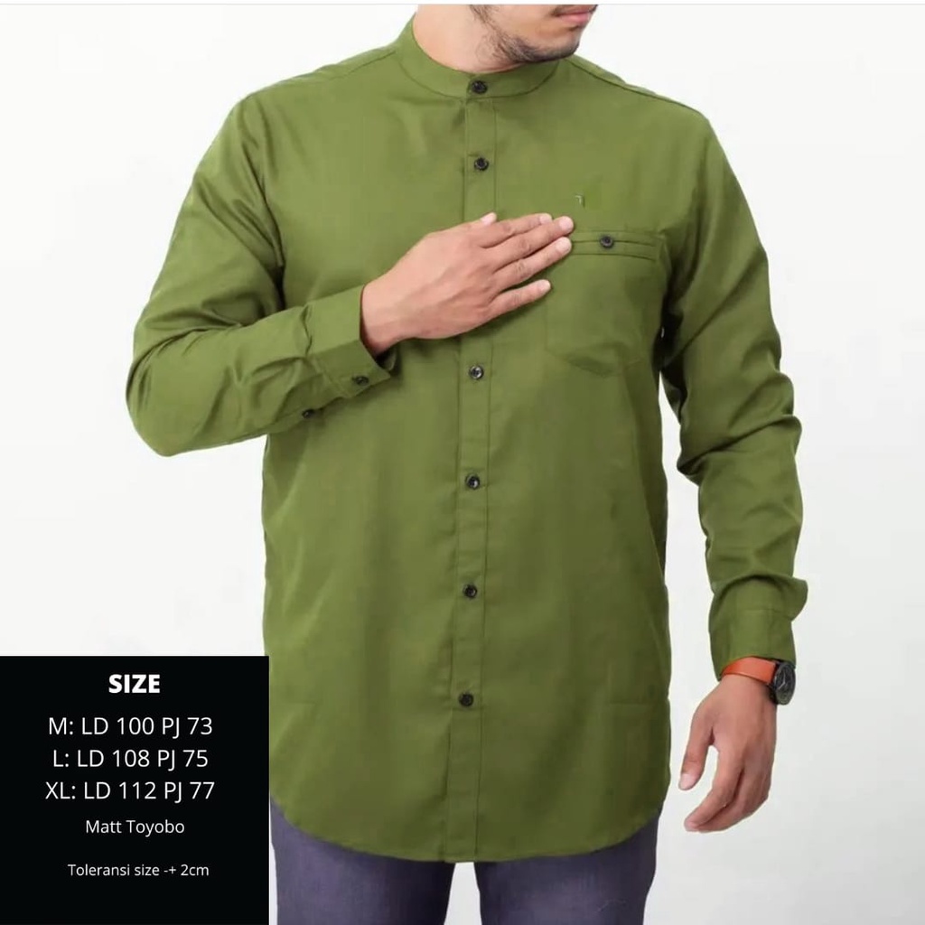 Baju Muslim Pria Koko Kemko Ocer Lengan Panjang Matt Toyobo Size M,L,XL